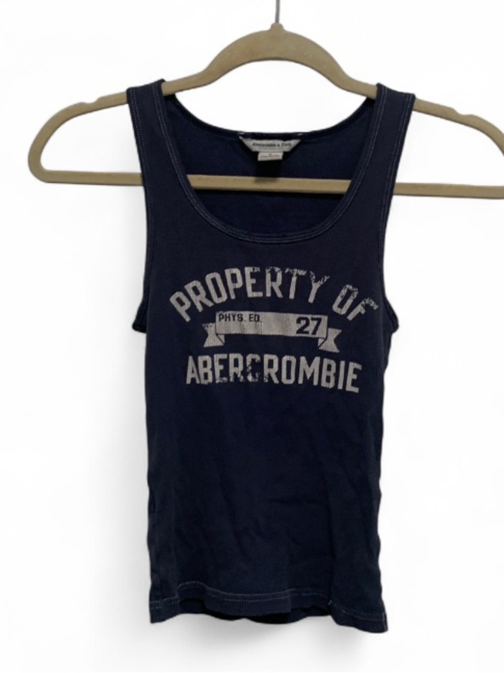 Y2K Abercrombie & Fitch Blue Property of Abercrombie Graphic Ribbed Tank Top